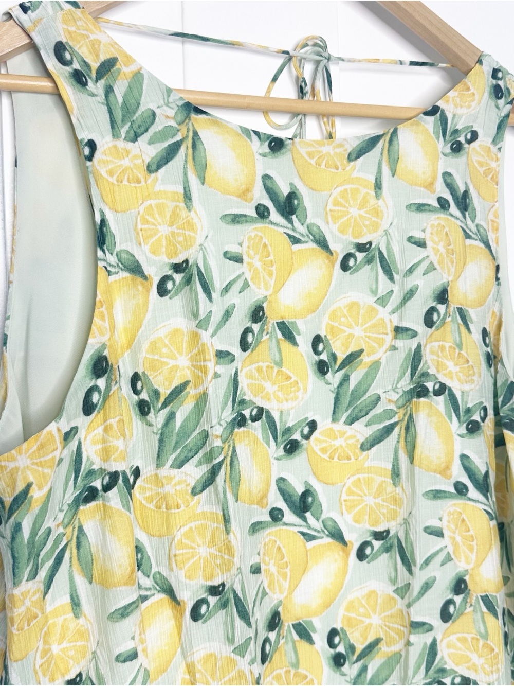Abercrombie & Fitch TRAPEZE TEXTURE SHORT DRESS Large Day lemon backless summer - Picture 8 of 13